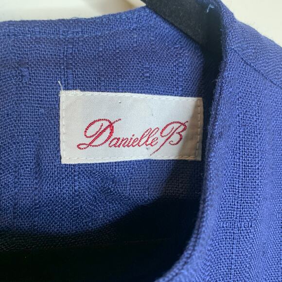 Vintage Blue Skirt Top Matching Set Vintage Rayon Flax Small - Picture 10 of 12